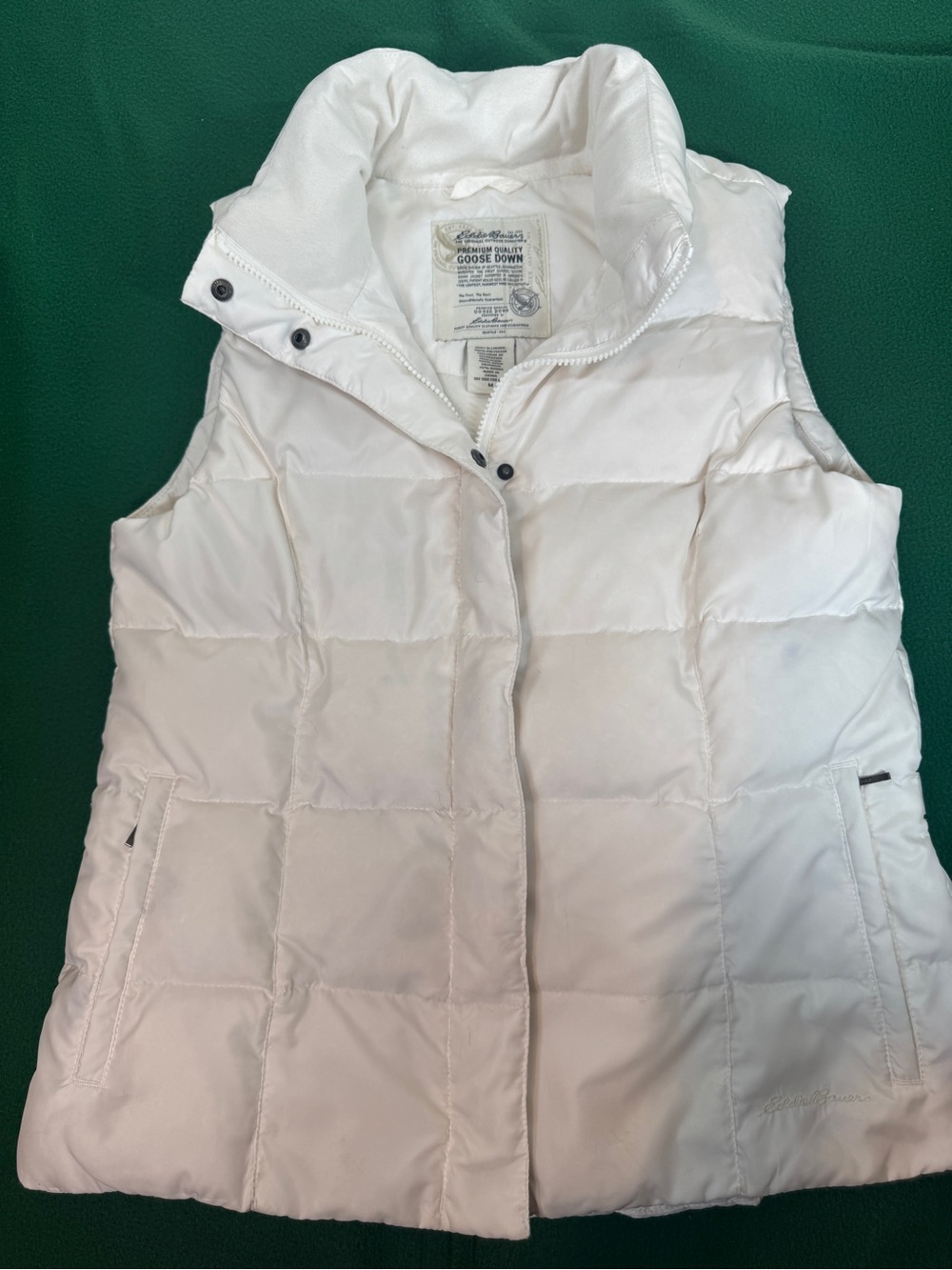 Eddie Bauer Women’s Medium White Goose Down Puffer Vest